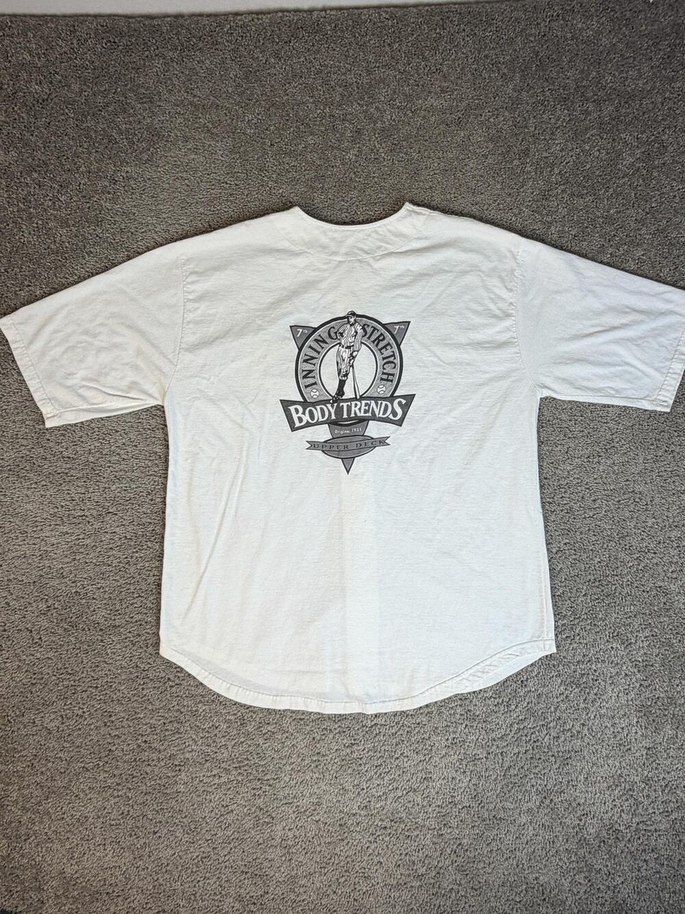 Vintage Upper Deck Baseball Shirt Mens XLT White Short Sleeve Button Up
